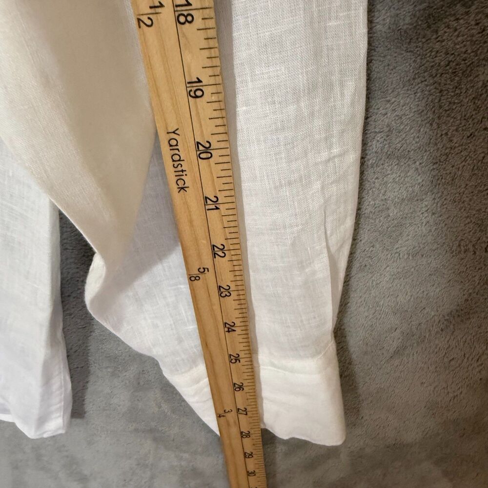 Peter Millar Crown Crafted Mens L 100% Linen Shirt White Quiet Luxury Resort - Picture 7 of 8
